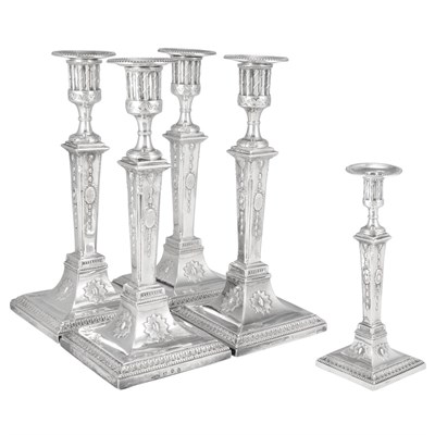 Lot 351 - Set of Four George III Silver Candlesticks...