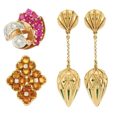 Lot 733 - Group of Gold, Diamond and Gem-Set Jewelry