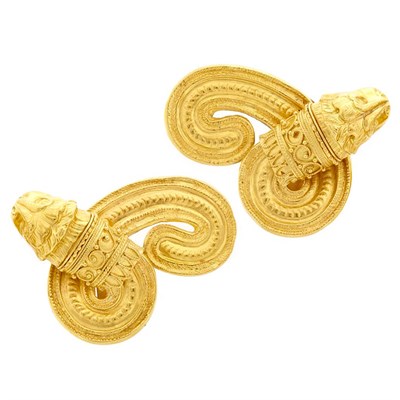 Lot 758 - Pair of Gold Serpent Earclips, Ilias Lalaounis