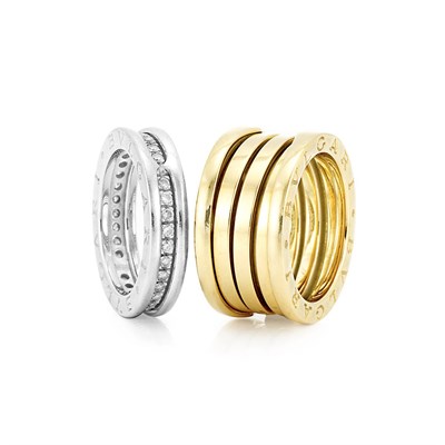Lot 42 - White Gold and Diamond Band Ring and Gold Band Ring, Bulgari