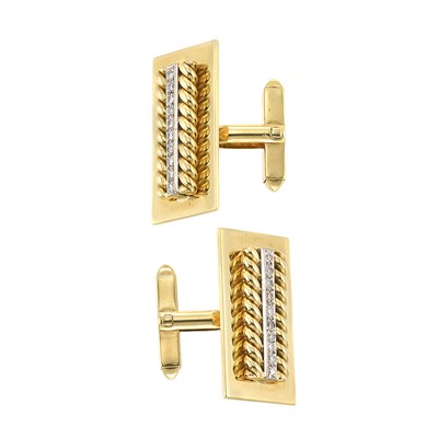 Lot 807 - Pair of Gold and Diamond Cufflinks, Kutchinsky