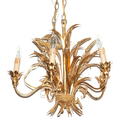 Lot 576 - French Style Gilt-Metal Wheat-Form Five-Light...