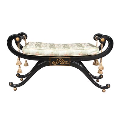 Lot 534 - Regency Style Parcel Gilt Black Painted Wood...