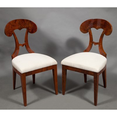 Lot 405 - Set of Six Biedermeier Walnut Side Chairs...