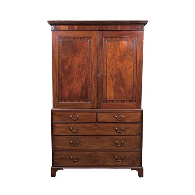 Lot 492 - George III Mahogany Linen Press First quarter...
