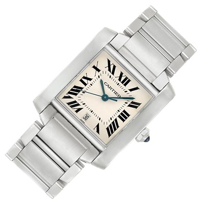 Lot 439 - Gentleman's Stainless Steel 'Tank Francaise' Wristwatch, Cartier