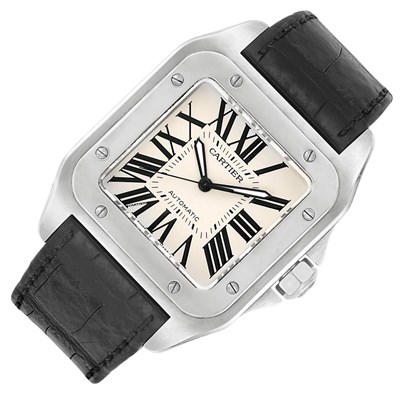 Lot 398 - Gentleman's Stainless Steel 'Santos 100' Wristwatch, Cartier