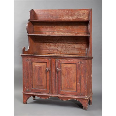 Lot 247 - Painted Pine Step-Back Cupboard First half of...
