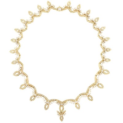 Lot 620 - Gold and Diamond Necklace
