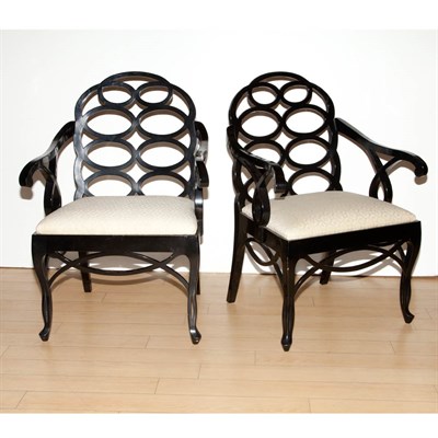 Lot 220 - 20th Century Design Pair of Armchairs...