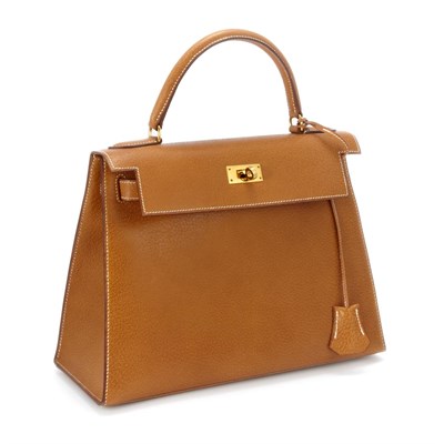 Lot 1034 - Tan Leather 'Kelly' Purse, Hermes, Paris