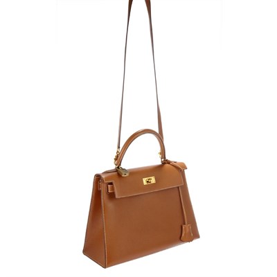 Lot 1036 - Tan Leather 'Kelly' Purse, Hermes, Paris