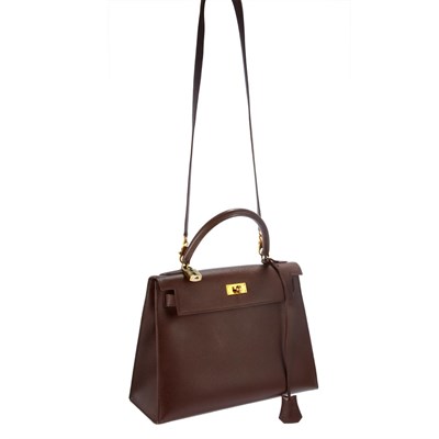 Lot 1035 - Brown Leather 'Kelly' Bag, Hermes, Paris