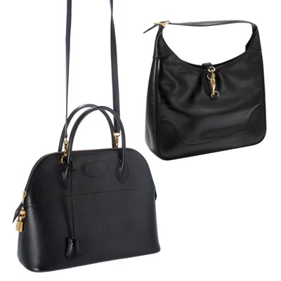 Lot 1033 - Two Black Leather Purses, Hermes, Paris