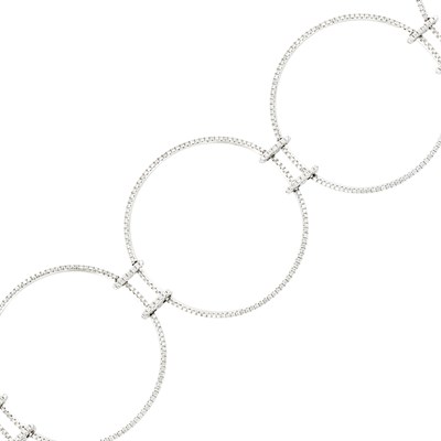 Lot 475 - Wide White Gold and Diamond Circle Link Bracelet