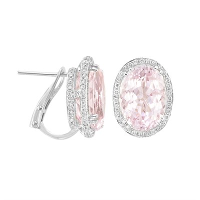 Lot 188 - Pair of White Gold, Kunzite and Diamond Earrings