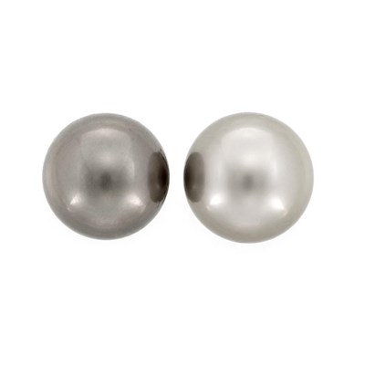 Lot 473 - Pair of White Gold and Two-Tone Tahitian Gray Cultured Pearl Earclips