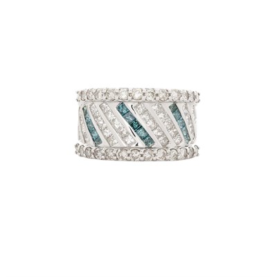 Lot 837 - White Gold, Diamond and Treated Blue Diamond Ring