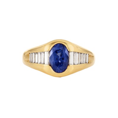 Lot 874 - Gold, Sapphire and Diamond Ring