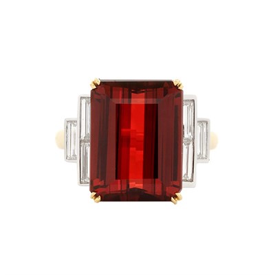 Lot 774 - Two-Color Gold, Spessartite Garnet and Diamond Ring