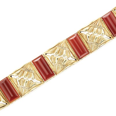 Lot 82 - Gold and Carnelian Bracelet