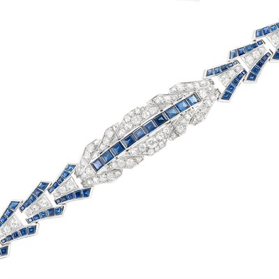 Lot 907 - Platinum, Sapphire and Diamond Bracelet