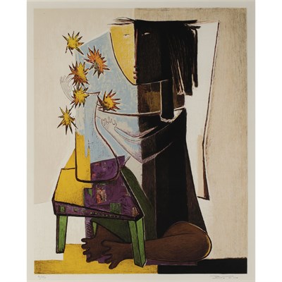 Lot 130 - Angel Botello (1913-1986) NINA CON FLORES...
