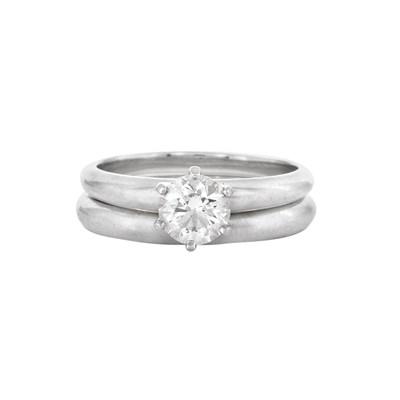 Lot 491 - Platinum and Diamond Ring and Band Ring, Tiffany & Co.