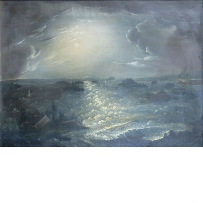 Lot 676 - American School 19th Century Moonlight on the...