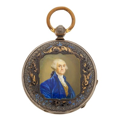 Lot 729 - Silver and Enamel Portrait and Swiss Enamel Hunting Case Pocket Watch
