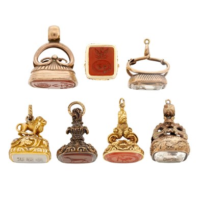 Lot 732 - Six Antique Seals and Carnelian Intaglio Ring