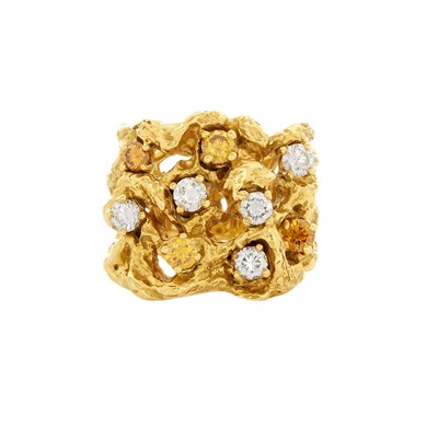 Lot 123 - Nugget Gold and Diamond Ring, Arthur King