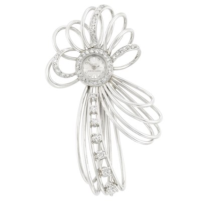 Lot 462 - Platinum and Diamond Lapel-Watch Clip-Brooch, Vacheron & Constantin