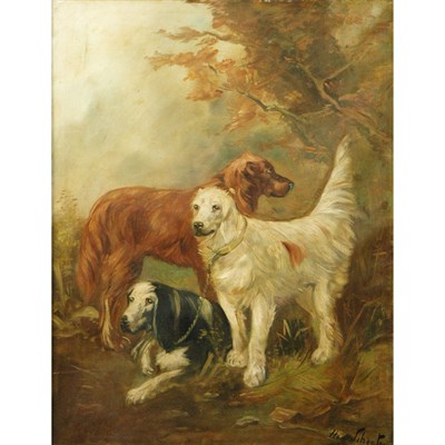 Lot 63 - Henry Schouten Belgian, 1864-1927 Three Dogs...