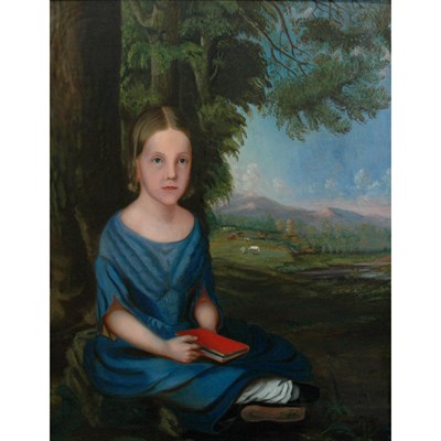 Lot 1 - American School 19th Century Seated Girl...