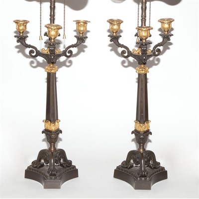 Lot 461 - Pair of Charles X Bronze Candelabra Each...