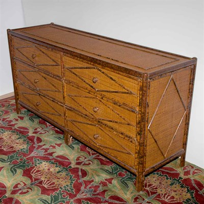 Lot 240 - Faux Bamboo and Rattan Double Chest of Drawers...