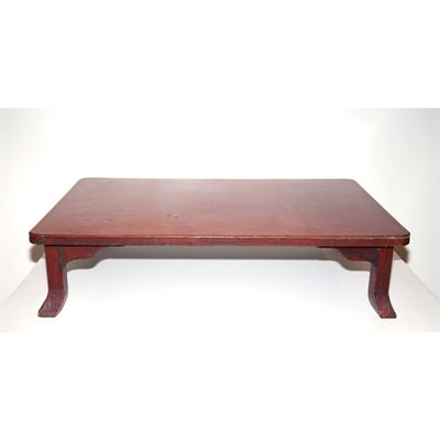 Lot 436 - Chinese Style Red Painted Burlap Low Table...