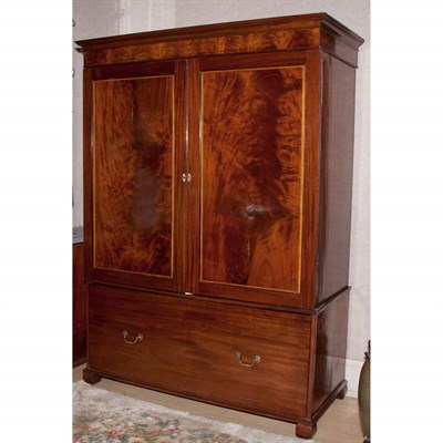 Lot 418 - Georgian Style Mahogany Linen Press Height 6...