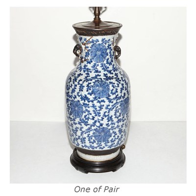 Lot 632 - Pair of Chinese Blue and White Glazed...