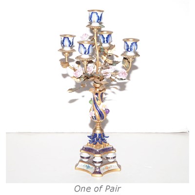 Lot 322 - Pair of Sevres Style Floral Encrusted and Gilt-...