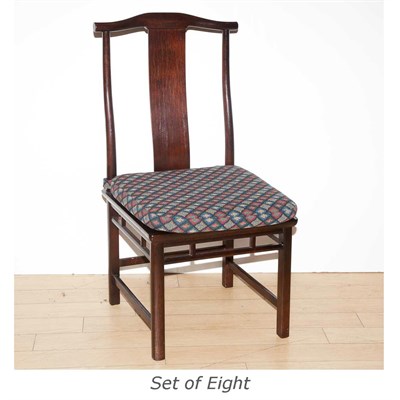 Lot 309 - Set of Eight Chinese Style Mahogany Dining...