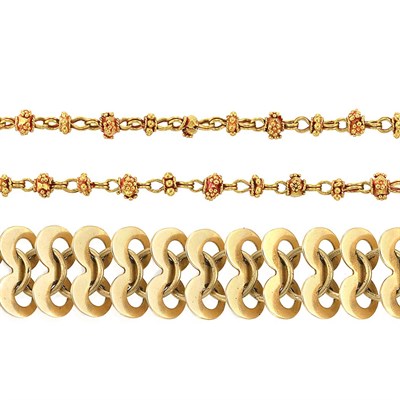 Lot 73 - Gold Link Necklace and Long Gold Chain Necklace