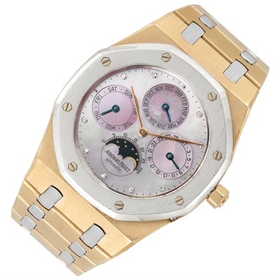 Lot 455 - Gentleman's Gold, Platinum and Diamond Quantieme Perpetual Calendar Limited Edition 'Royal Oak' Wristwatch, Audemars Piguet
