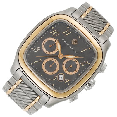 Lot 404 - Gentleman's Titanium and Gold 'XL Titanium Thoroughbred' Chronograph Wristwatch, David Yurman