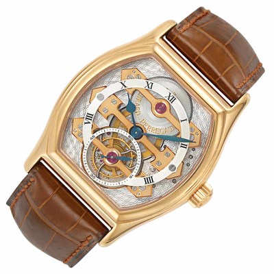 Lot 454 - Gentleman's Gold Tourbillon 'Three Golden Bridges No. 2' Ref. 9910 Wristwatch, Girard Perregaux