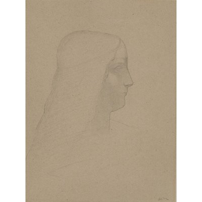 Lot 19 - Odilon Redon French, 1840-1916 Profile of a...
