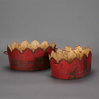 Lot 333 - Pair of Regency Style Tole Painted Monteiths...