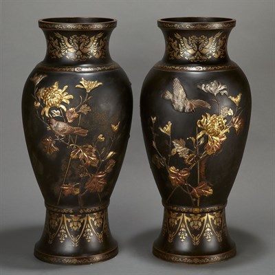 Lot 309 - Pair of Japanese Gilt and Patinated-Bronze...