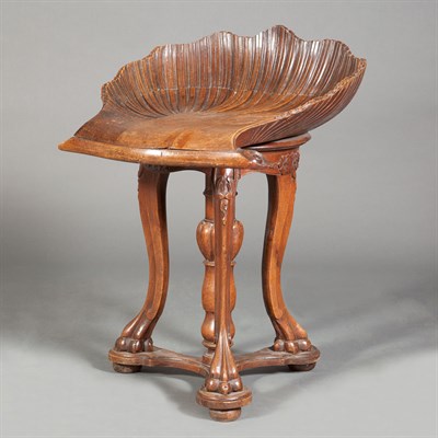 Lot 180 - Italian Neoclassical Style Carved Walnut Stool...